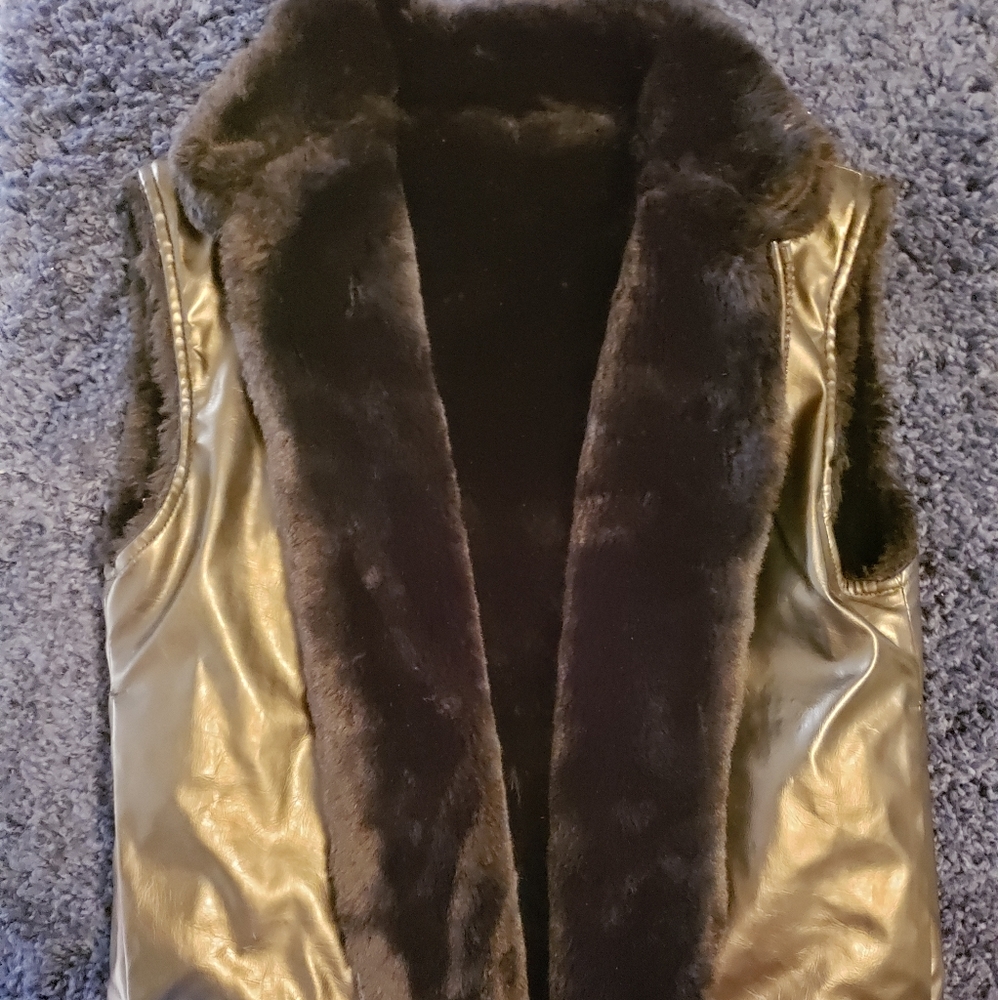 Reversible faux fur/leather vest